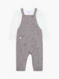 John Lewis Baby Long Sleeve Tee & Star Print Dungaree Set, Grey