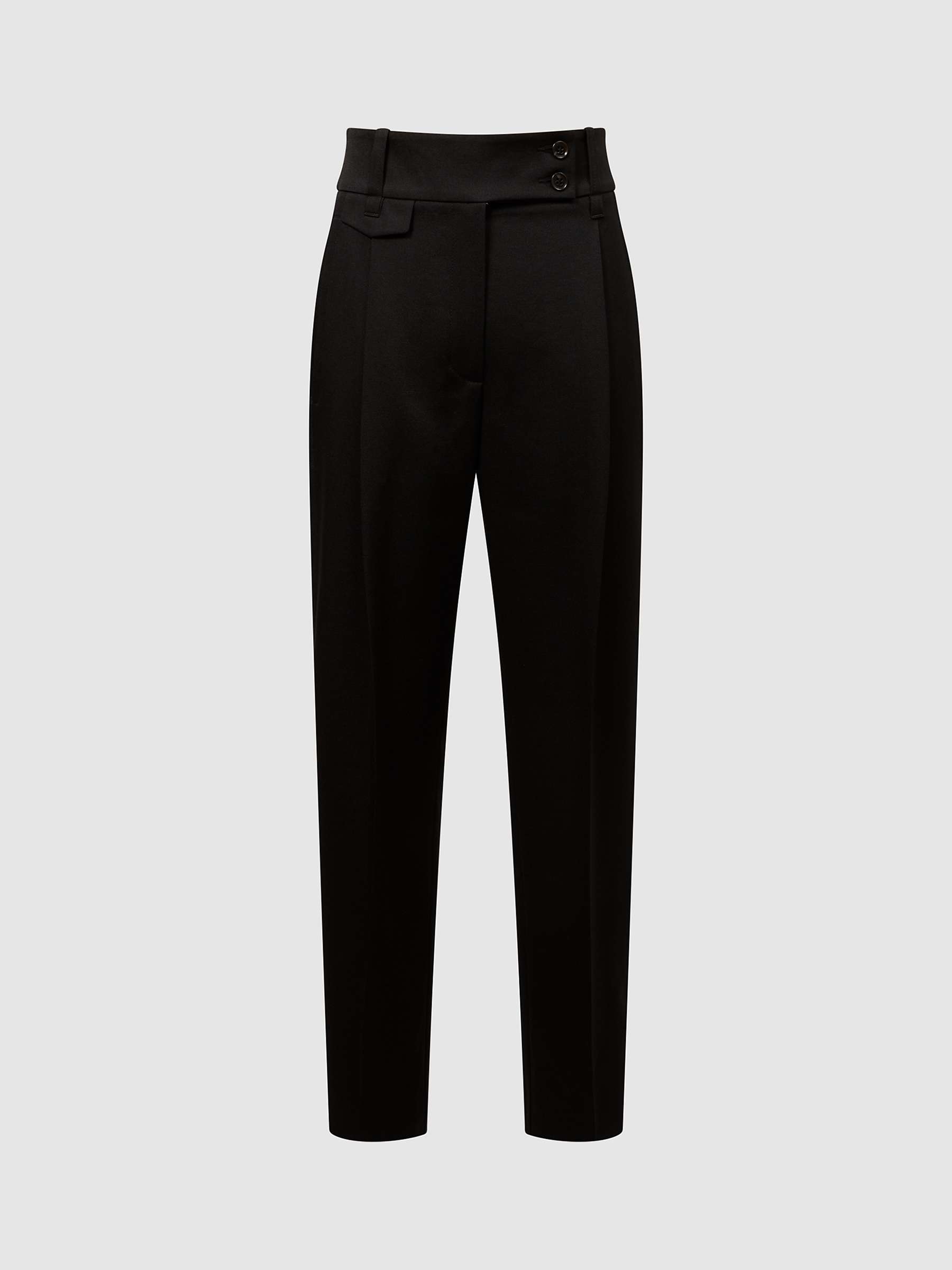 Reiss River High Waist Tailored Trousers, Black at John Lewis & Partners