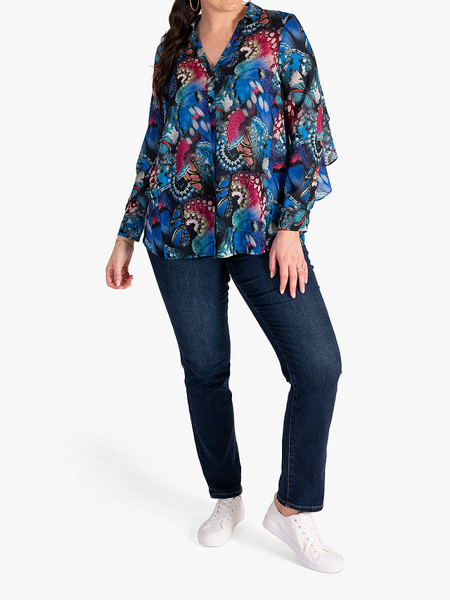chesca Butterfly Print Blouse, Multi