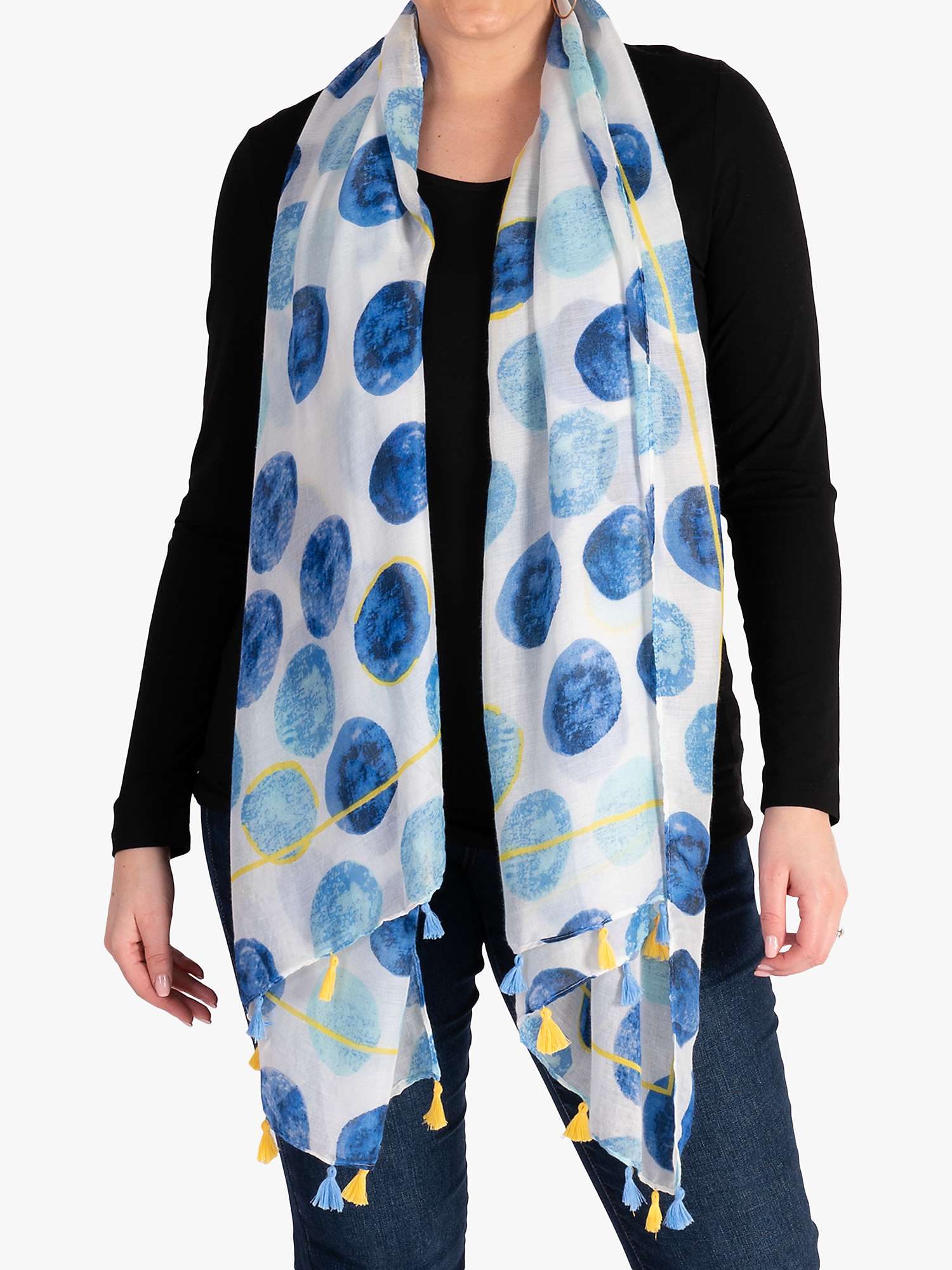Buy chesca Spot Print Scarf, Navy/Yellow Online at johnlewis.com