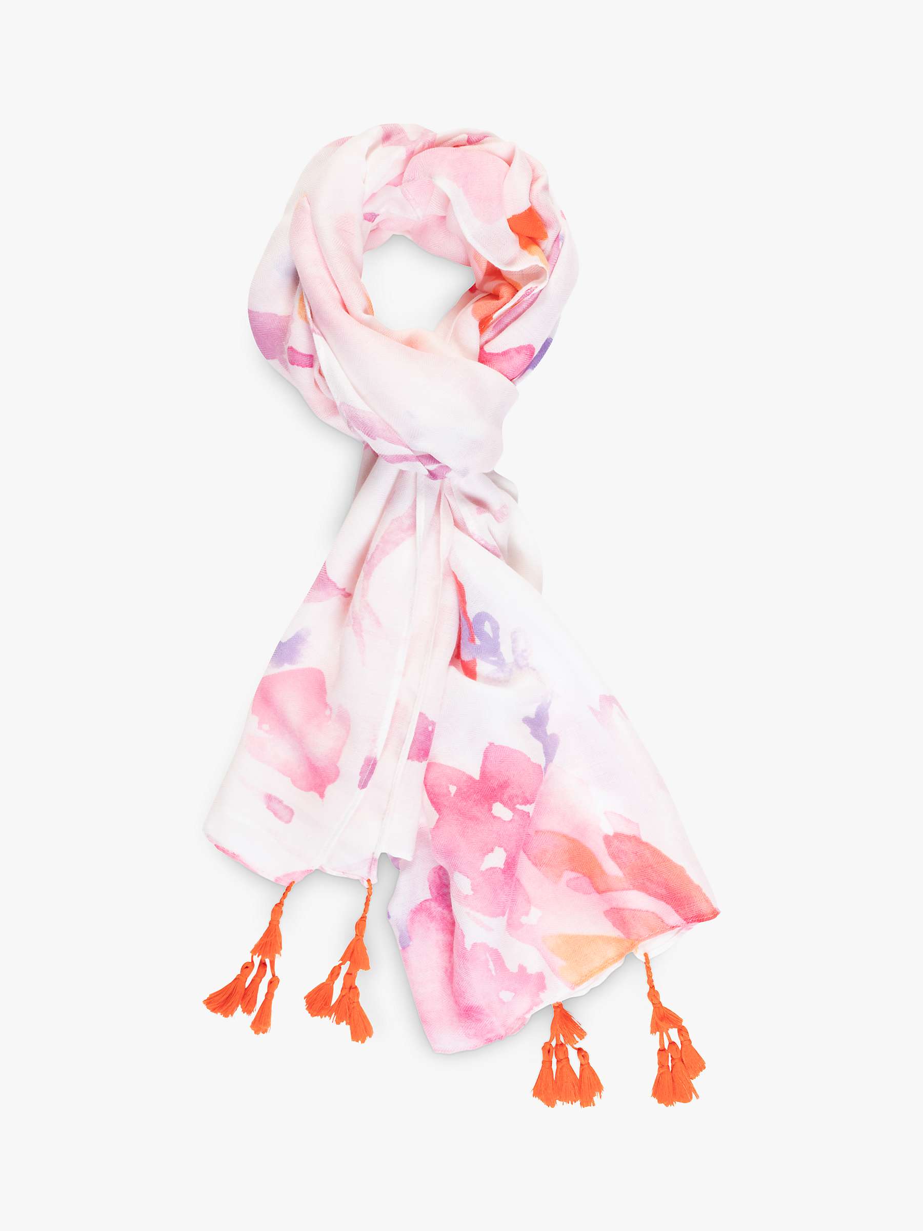 Buy chesca Watercolour Flower Scarf, Pink/Tangerine Online at johnlewis.com