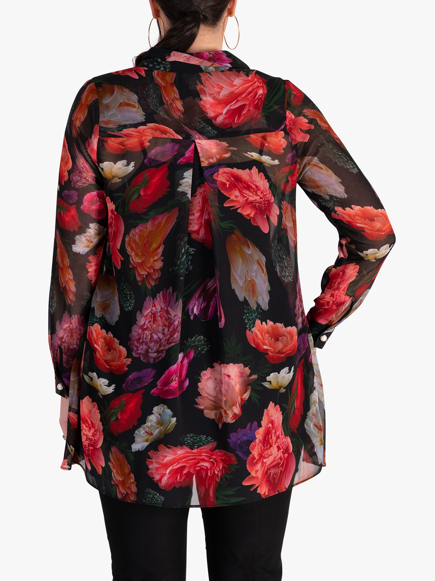 Buy chesa Rose Bouquet Print Blouse with Back Pleat Detail, Black/Multi Online at johnlewis.com