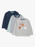 John Lewis Baby 'The Book Club' Mix Print Cotton Long Sleeve Tops, Pack of 3, Multi