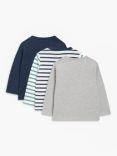 John Lewis Baby 'The Book Club' Mix Print Cotton Long Sleeve Tops, Pack of 3, Multi