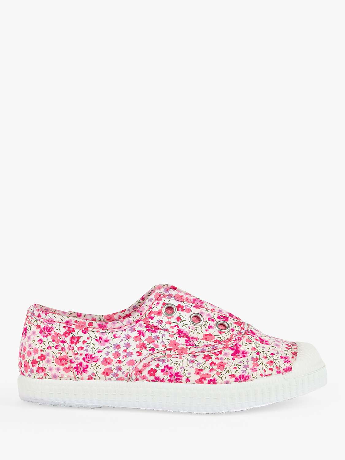 Buy Trotters Kids' Hampton Plum Pheobe Print Canvas Plimsolls, Bright Pink Online at johnlewis.com