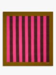 SOEUR Carre 2 Stripe Silk Scarf, Pink/Khaki