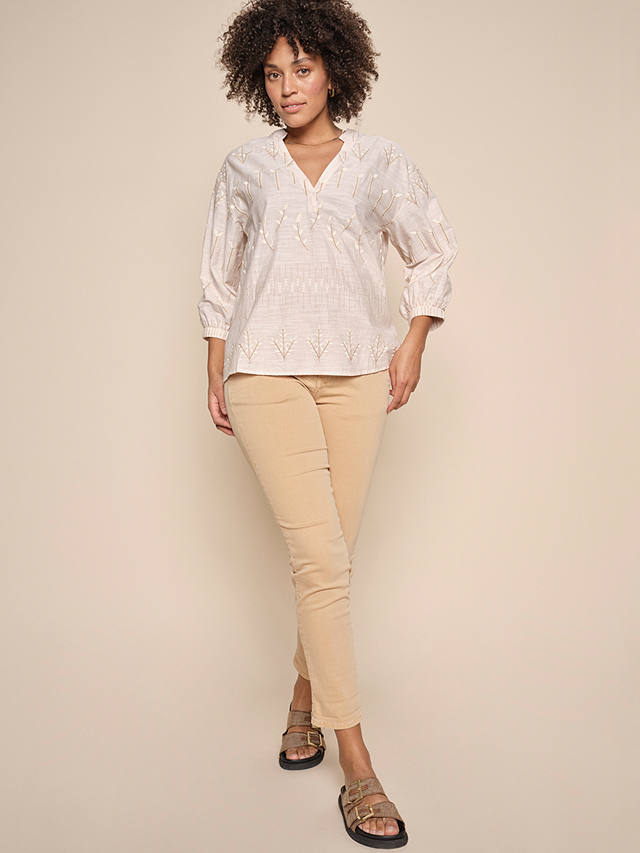 MOS MOSH Nadine Embroidered Blouse, Tan at John Lewis & Partners