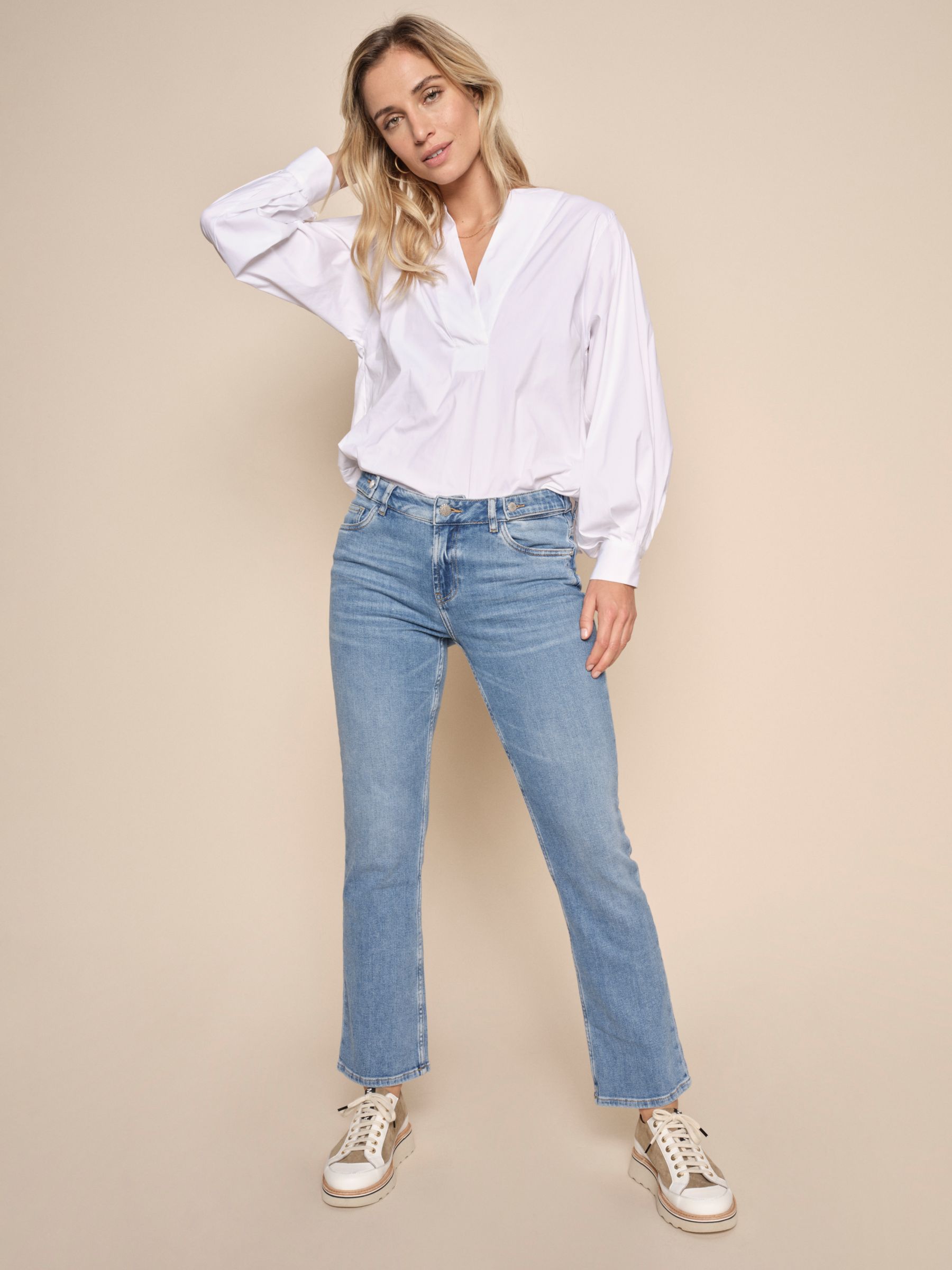 MOS MOSH Yen Relaxed Fit Blouse, White at John Lewis & Partners