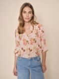 MOS MOSH Therica Fleur Floral Short Sleeve Shirt, Silver Pink