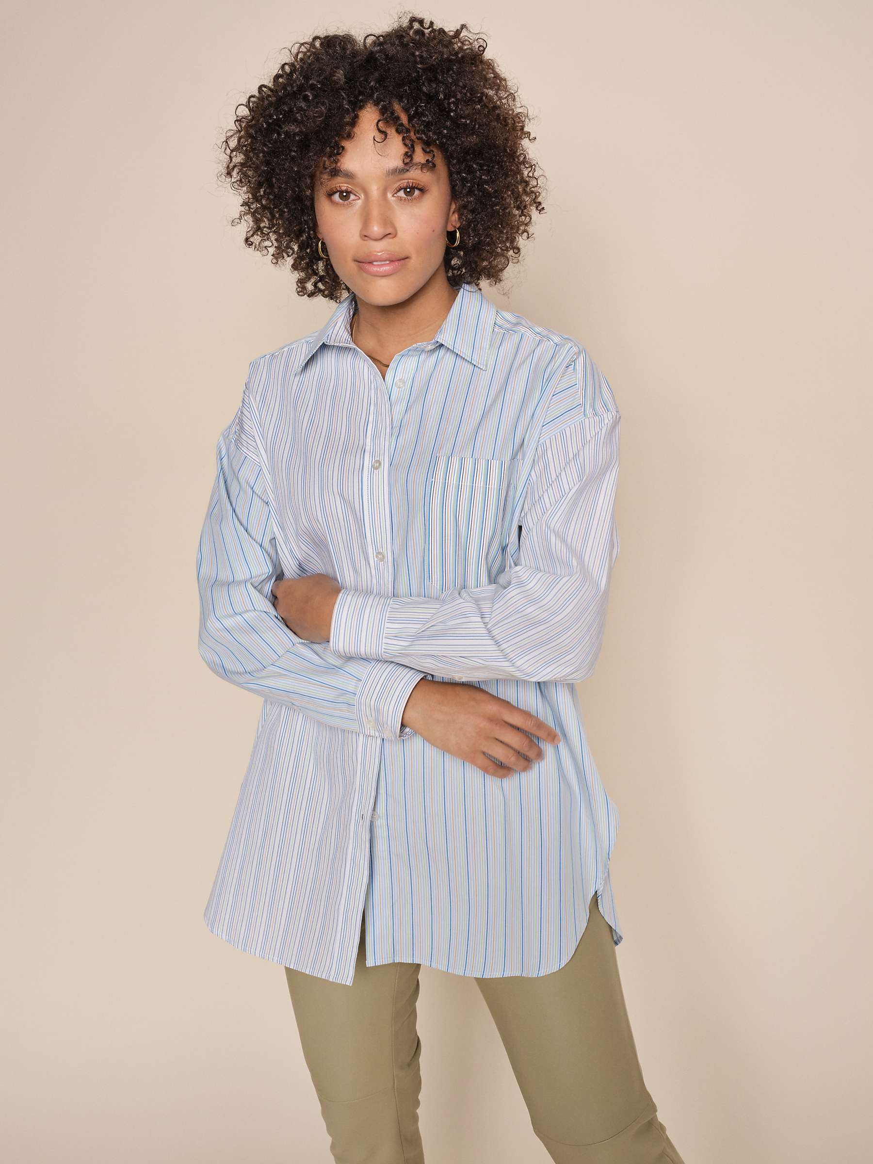 Buy MOS MOSH Elke Multi Striped Shirt, Clear Sky Online at johnlewis.com