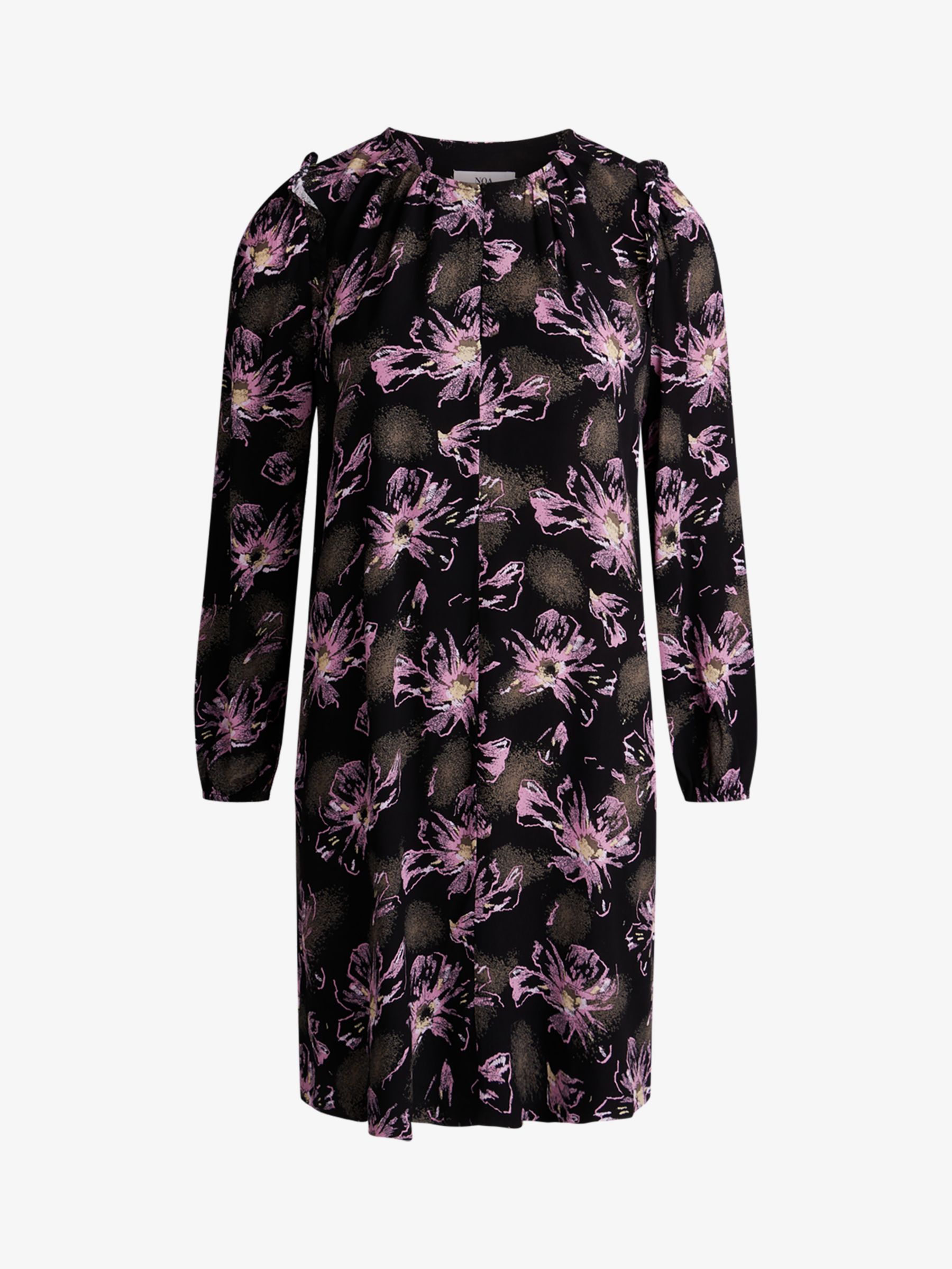 Noa Noa Liva Floral Print Mini Dress, Black/Purple, 6