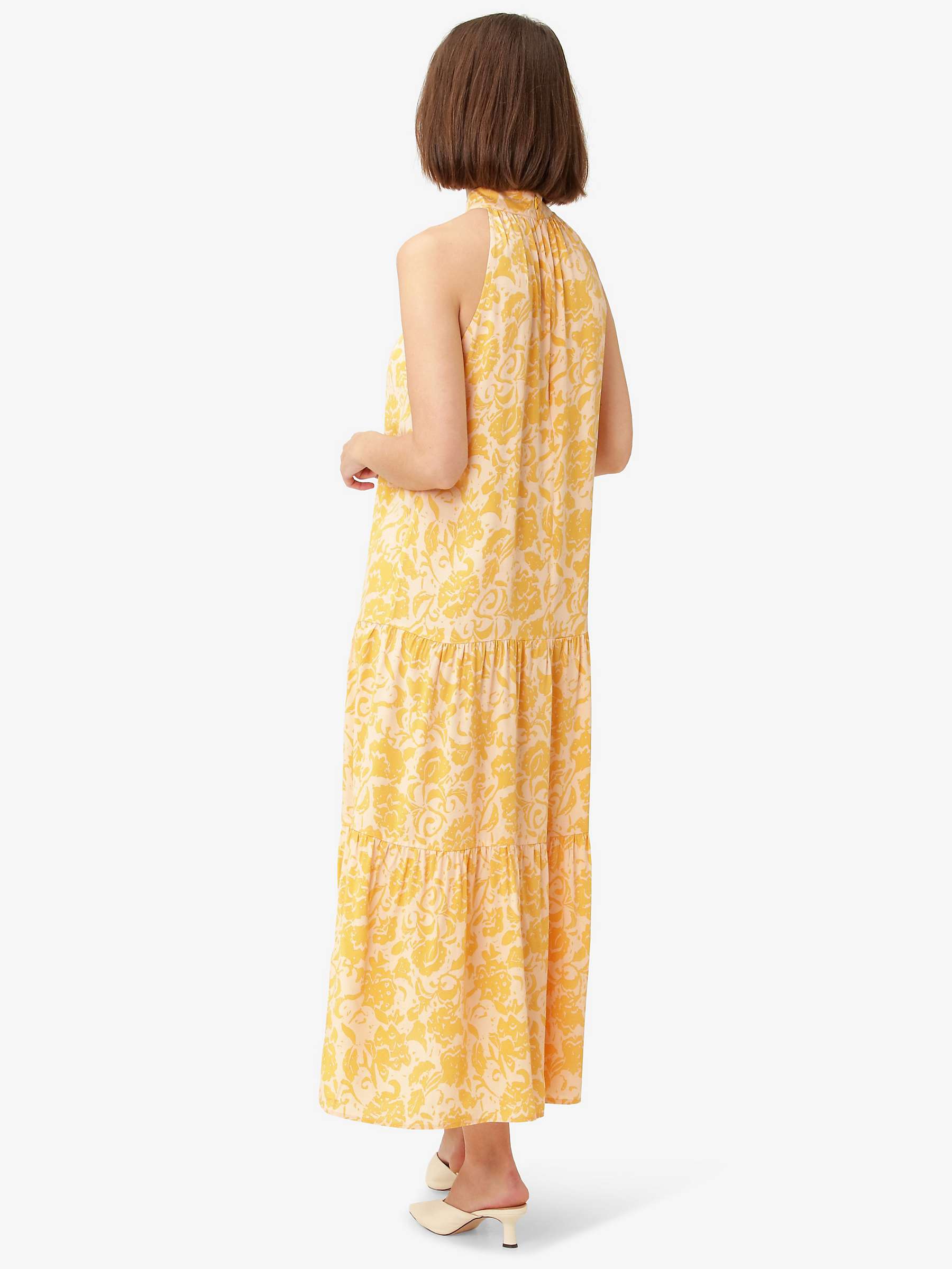Buy Noa Noa Dima Floral Print Tiered Halter Neck Maxi Dress, Yellow/Peach Online at johnlewis.com