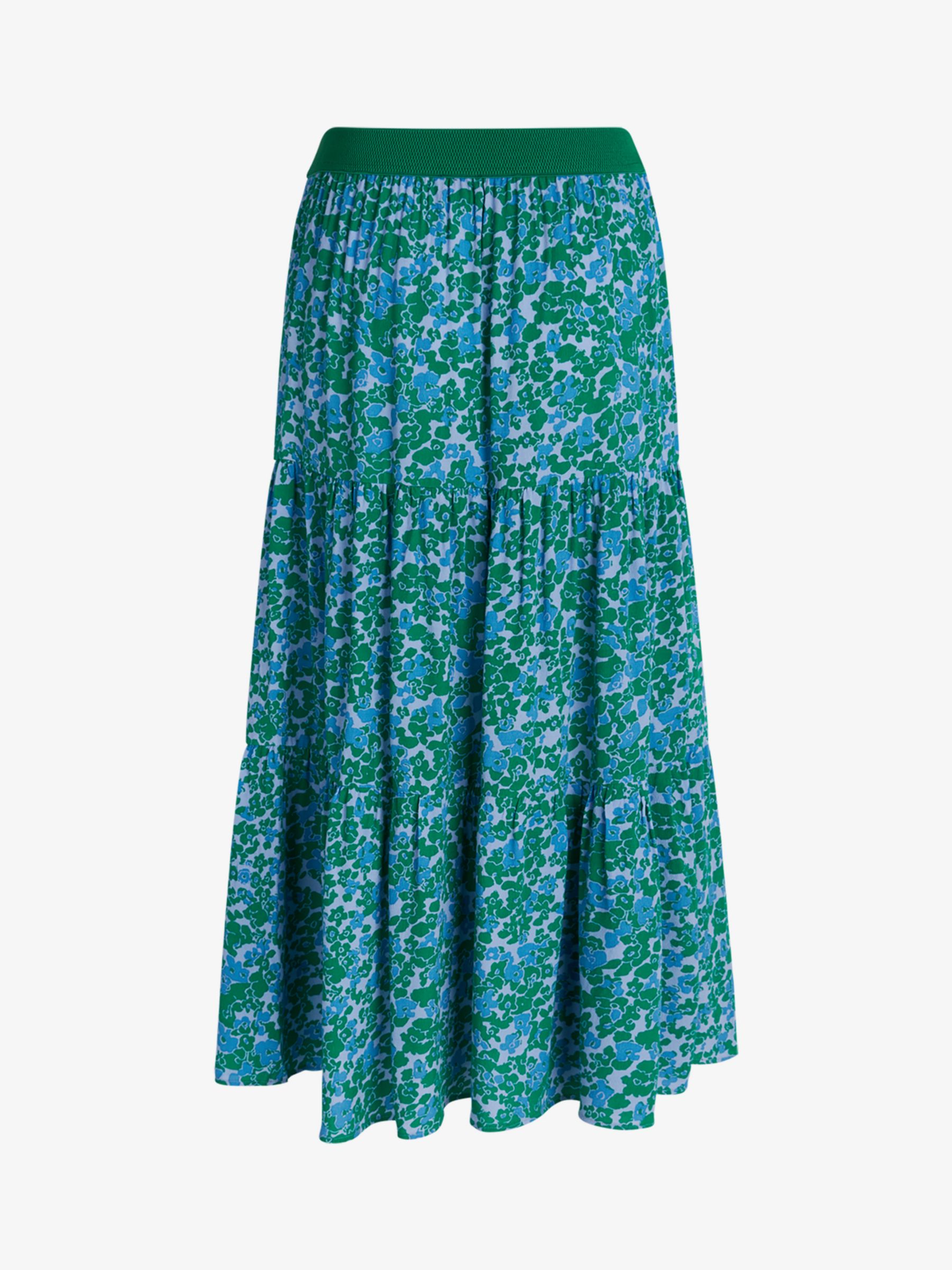 Noa Noa Bella Floral Tiered Skirt, Blue/Green at John Lewis & Partners