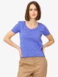 Noa Noa Mindy Pointelle Organic Cotton T-Shirt, Amparo Blue
