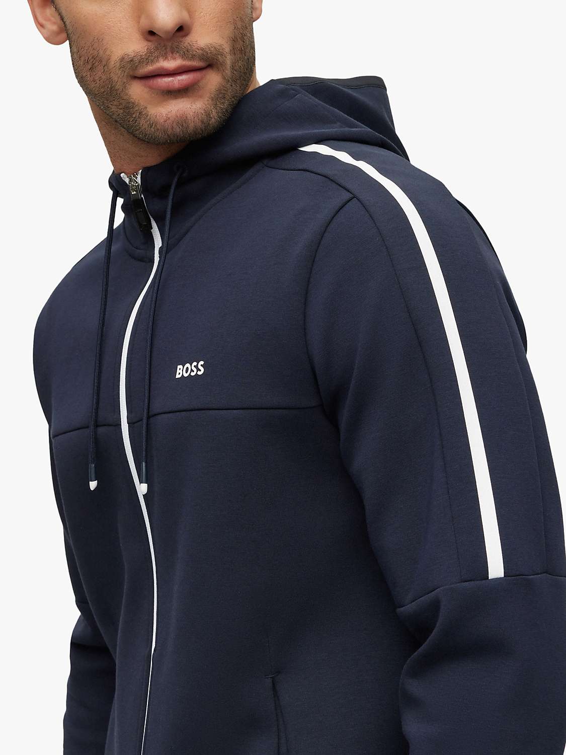 Buy BOSS Saggy Zip Hooded Sweatshirt, Dark Blue Online at johnlewis.com