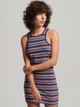 Superdry Vintage Stripe Racer Dress, Choco Brown Stripe