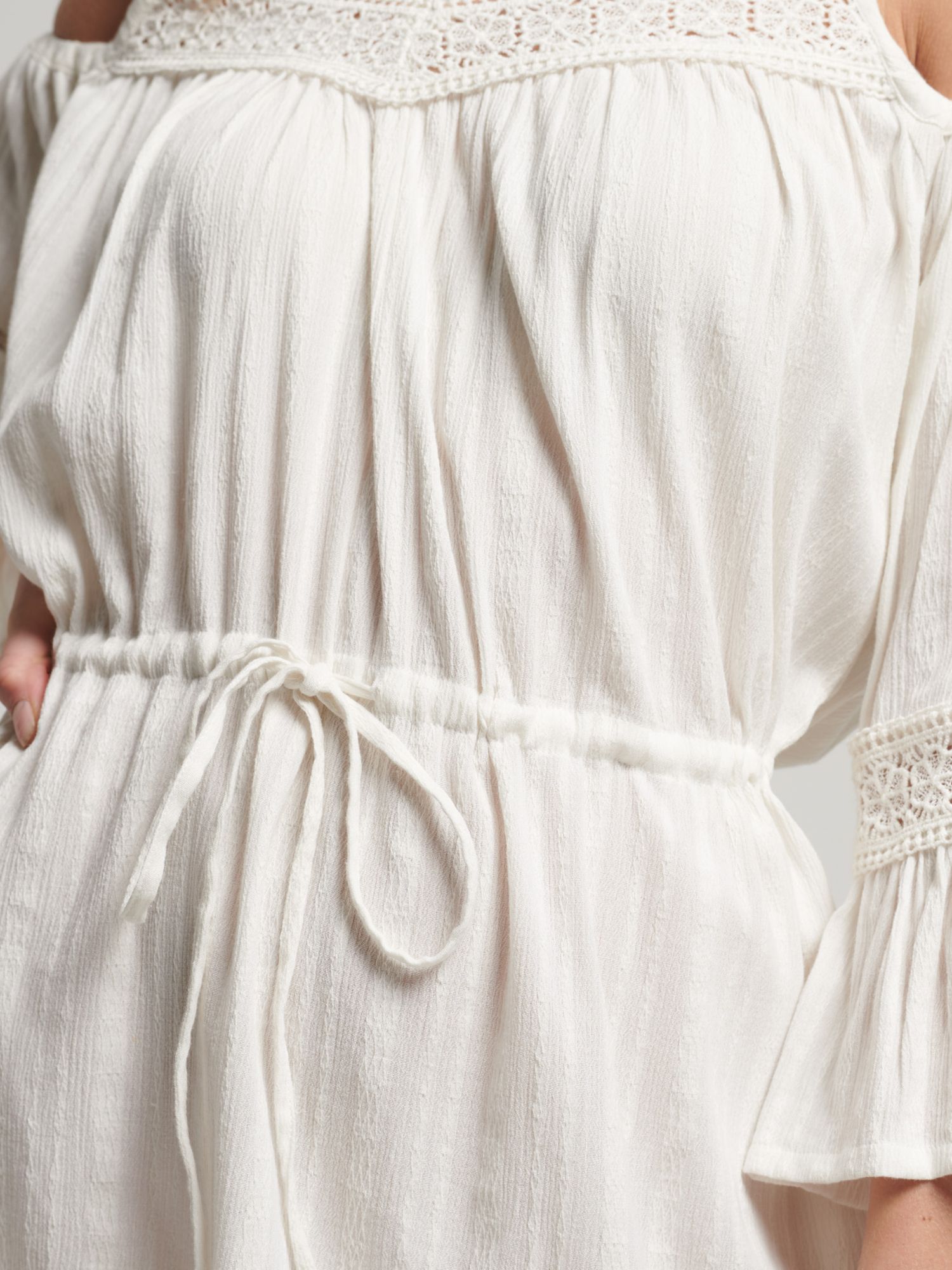 Superdry Cold Shoulder Mini Dress, Off White, 8