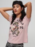 Superdry Tattoo Graphic 90s Fit T-Shirt, Blush Pink