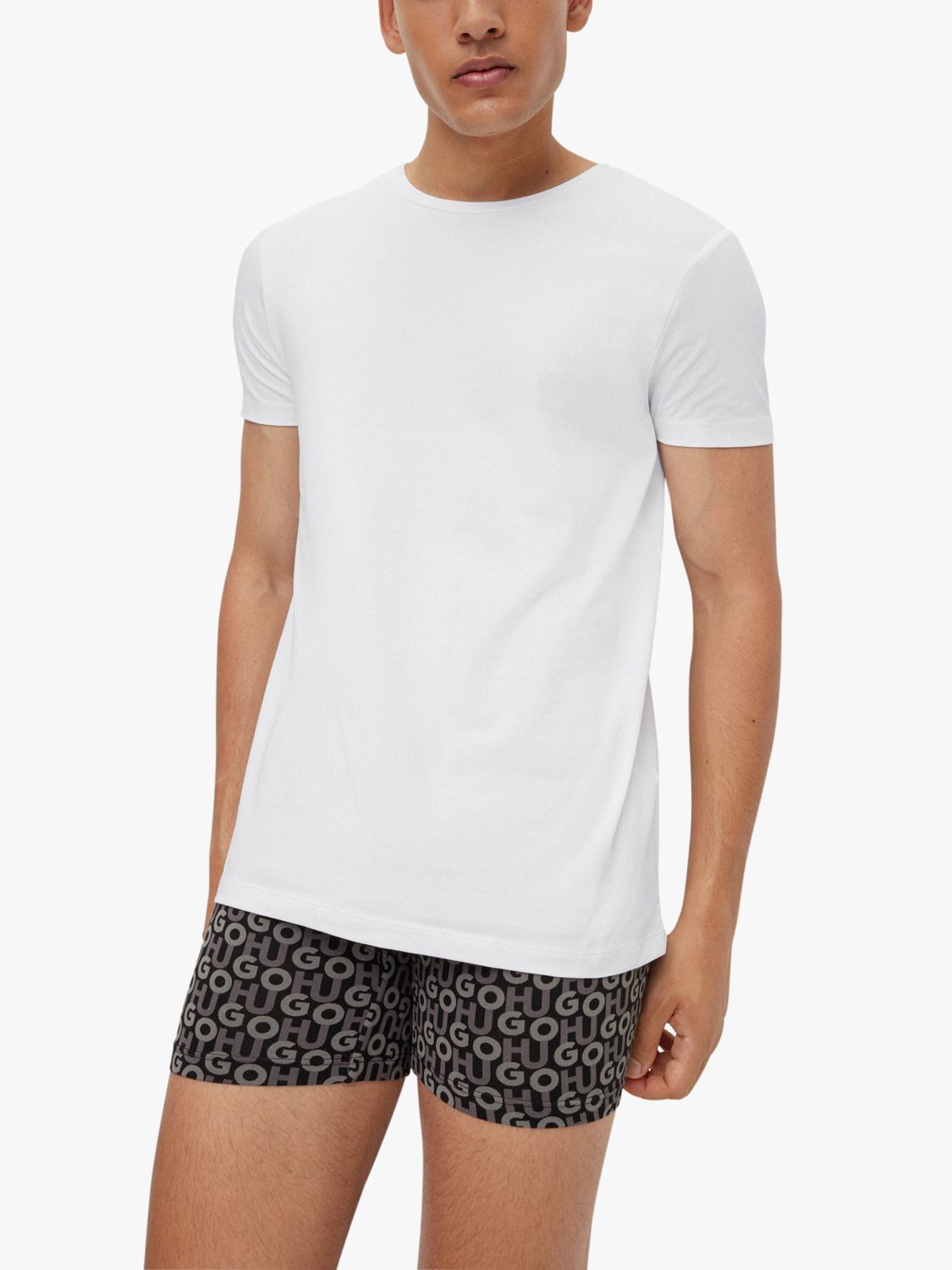 HUGO Slim Fit T-Shirt, Pack of 2, White/Black at John Lewis & Partners