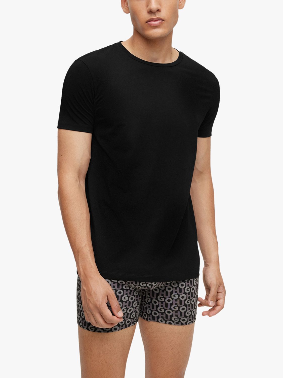 HUGO Slim Fit T-Shirt, Pack of 2, Black at John Lewis & Partners