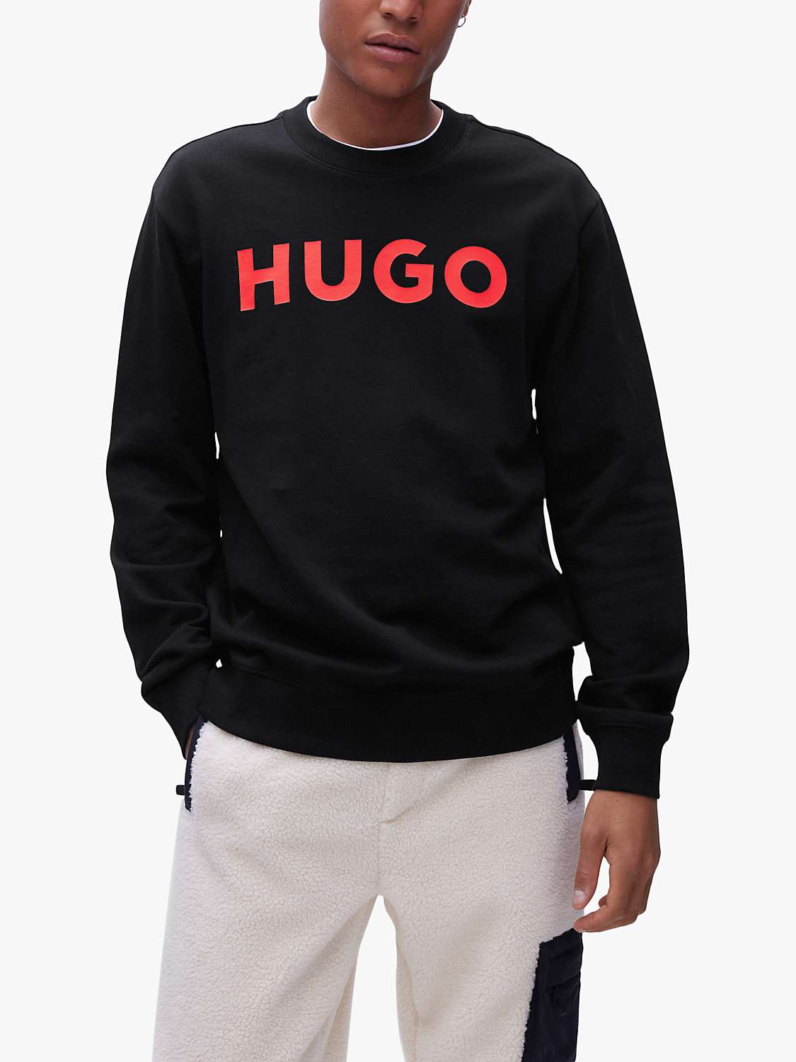 Buy HUGO Dem Logo Sweatshirt, Black Online at johnlewis.com