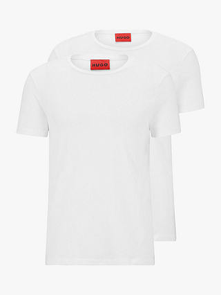HUGO Plain Cotton T-Shirt, Pack of 2, White