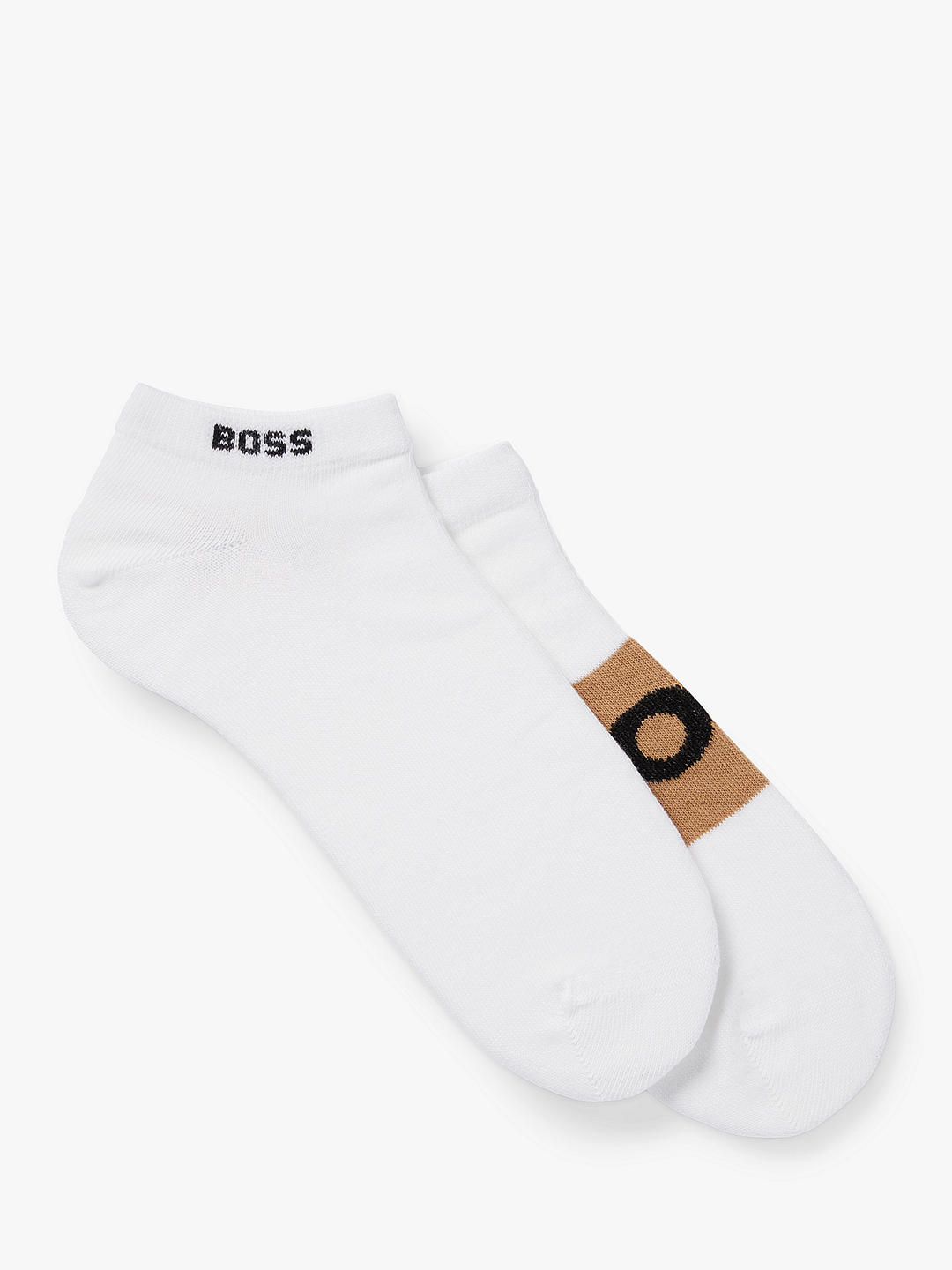 BOSS Logo Trainer Socks, Pack of 2, Natural at John Lewis & Partners