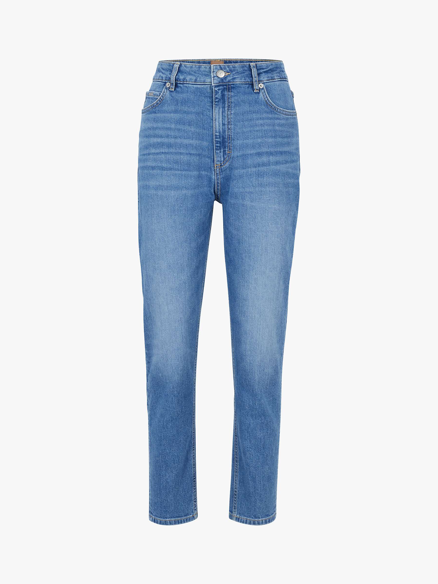 BOSS Ruth Tapered Jeans, Bright Blue at John Lewis & Partners