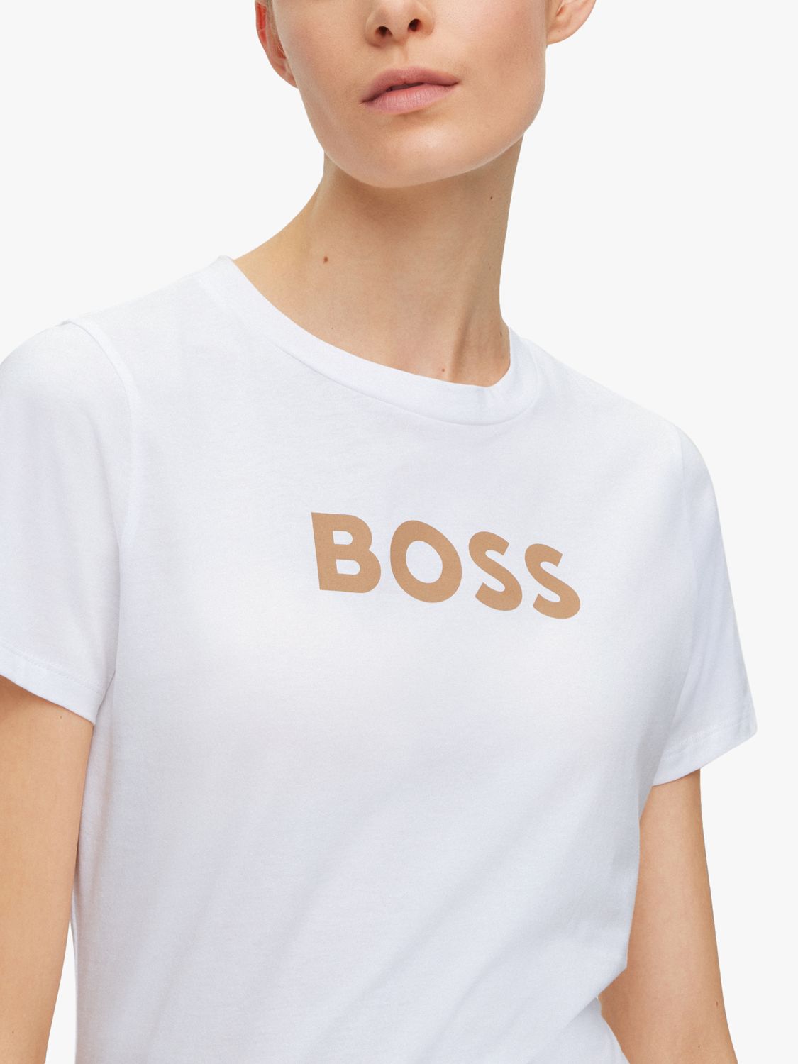 omhyggelig overrasket Jane Austen HUGO BOSS Cotton Logo T-Shirt, White at John Lewis & Partners