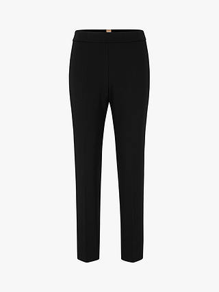 BOSS Tilunara Regular Fit Trousers, Black at John Lewis & Partners