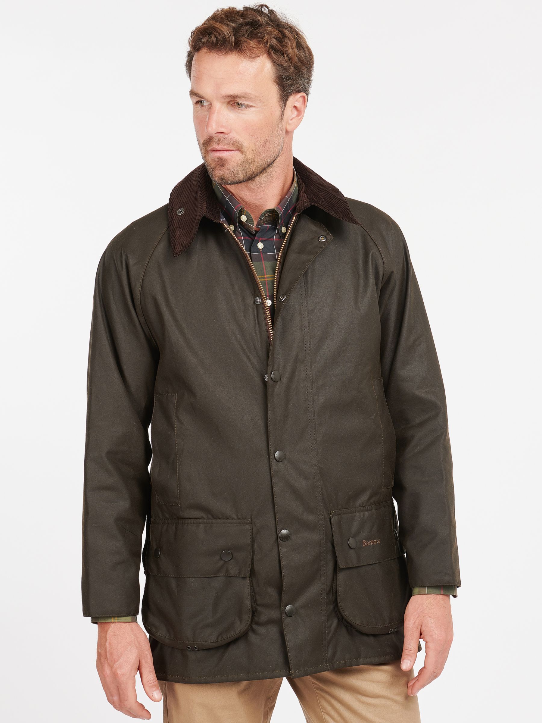 Barbour Classic Beaufort Waxed Jacket, Olive, 38R