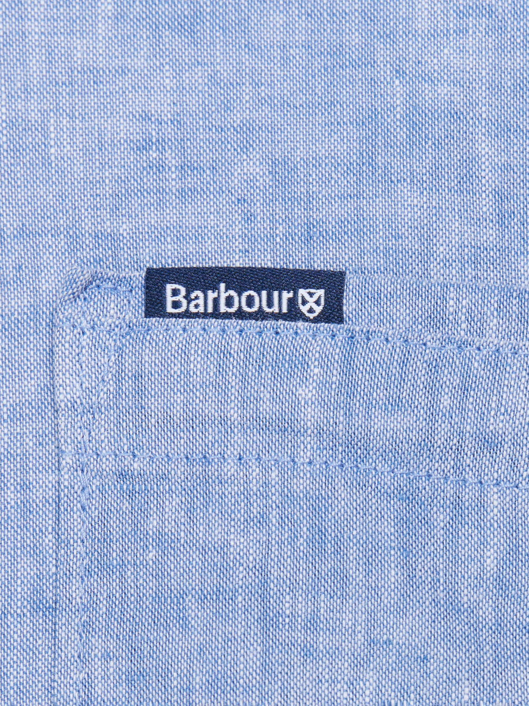 Barbour Nelson Tailored Fit Linen Cotton Blend Shirt, Blue, S