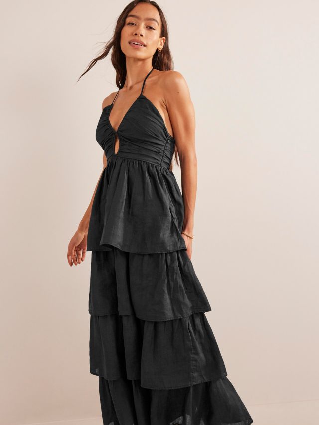 Boden Ruched Bodice Rara Maxi Dress, Black, 8