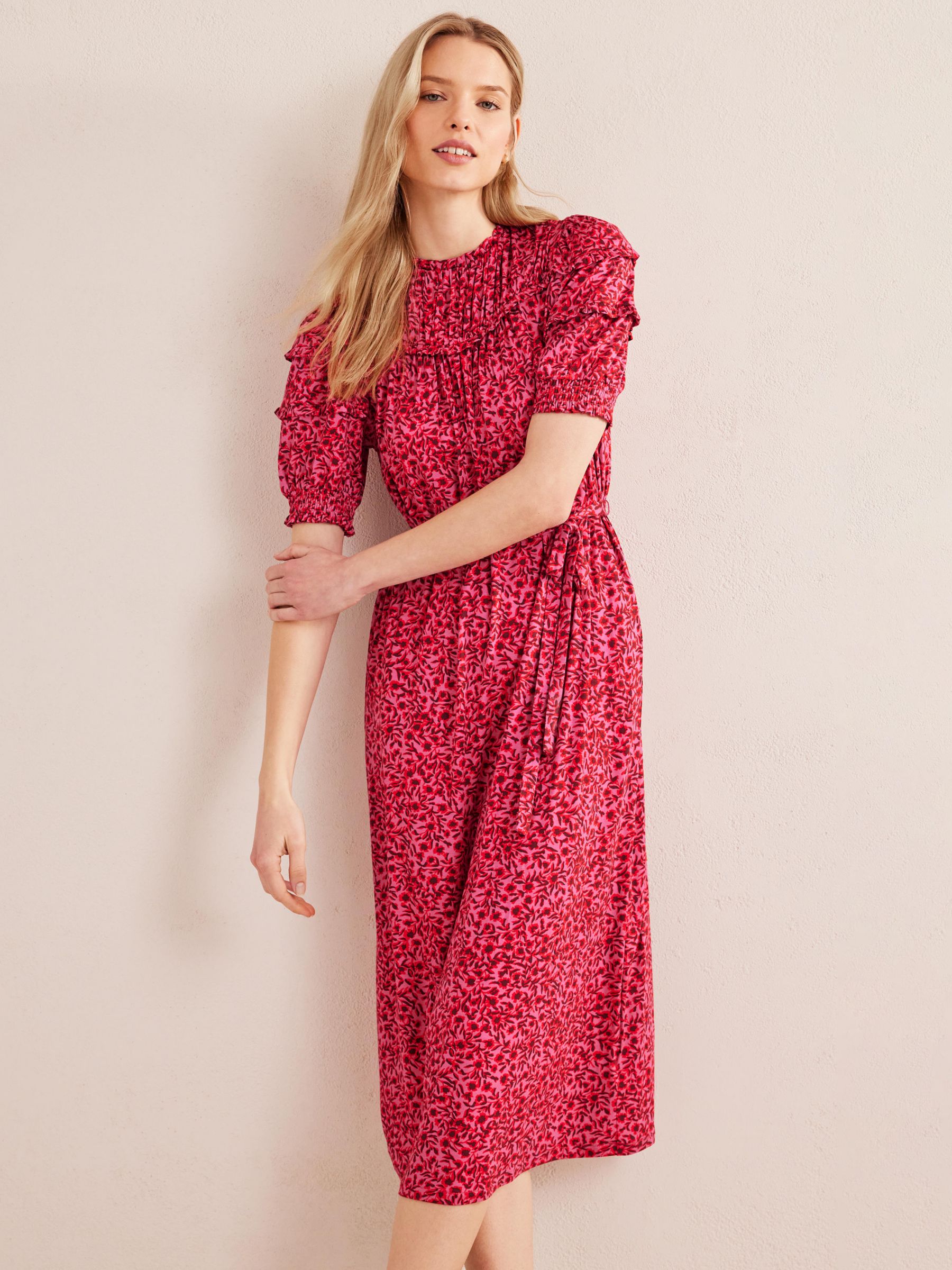 Boden Yoke Detail Jersey Midi Dress, Pink at John Lewis & Partners