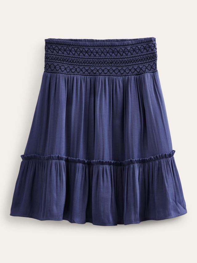 Boden Shirred Waist Mini Skirt, Nightshade Blue, 8