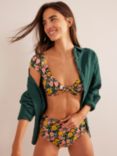 Boden Cap Sleeve Floral Tie Bikini Top, Emerald Night/Multi