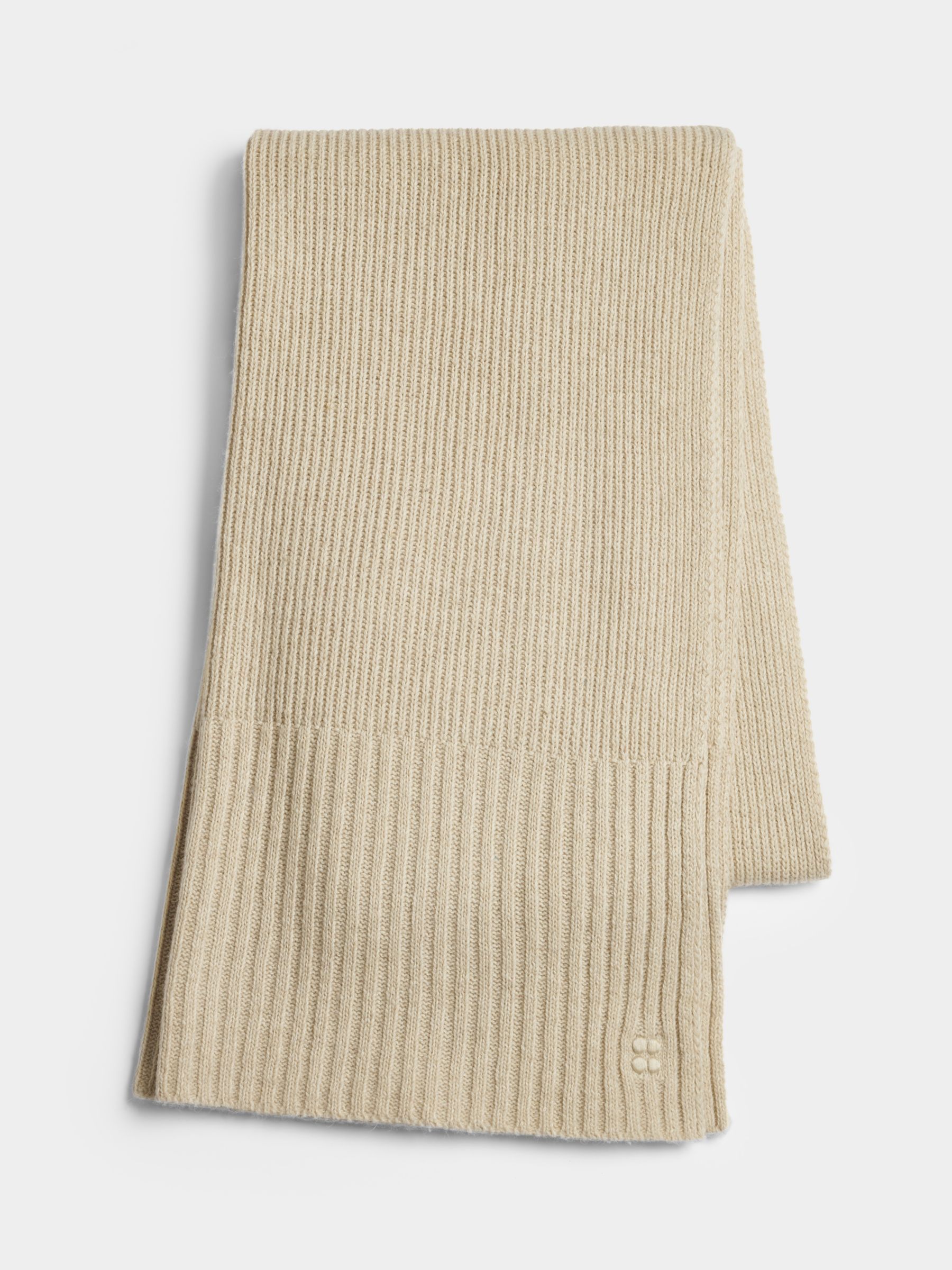 Sweaty Betty Soft Rib Knit Scarf, Pebble Beige, One Size