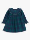 John Lewis Heirloom Collection Baby Velvet Check Dress, Green