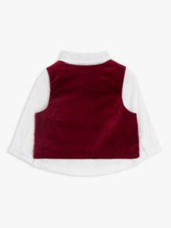 John Lewis Heirloom Collection Baby Waistcoat, Shirt & Bow Set, Red, 0-3 months