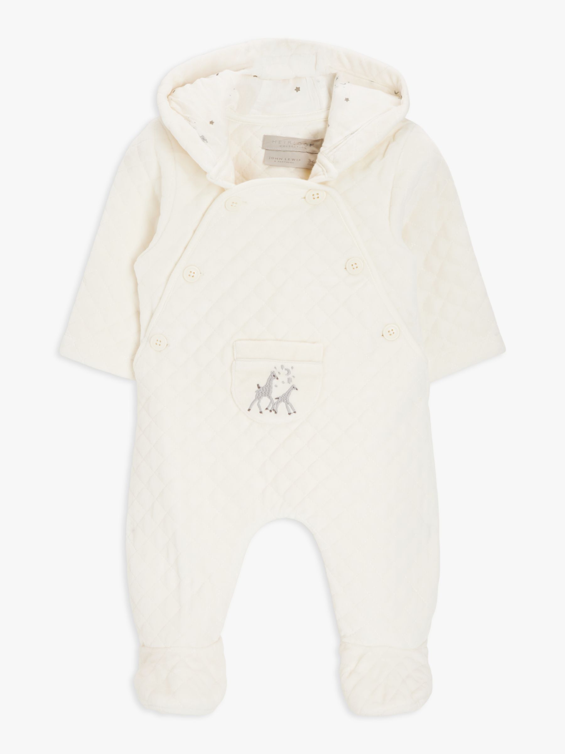 John Lewis Heirloom Collection Baby Embroidered Pramsuit, White at John ...