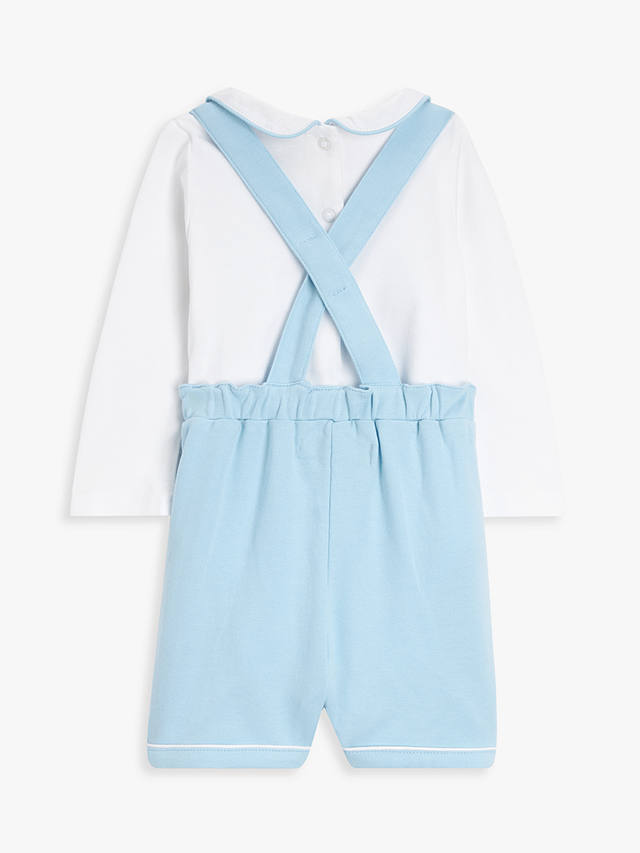 John Lewis Heirloom Collection Baby Pima Cotton Dungaree & Long Sleeve Bodysuit Set, Blue