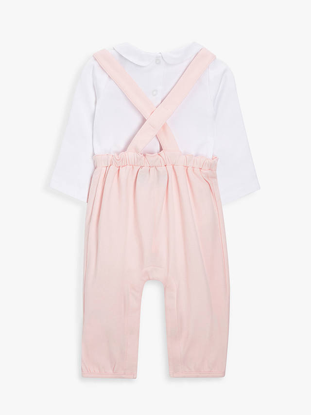 John Lewis Heirloom Collection Baby Pima Cotton Long Sleeve Bodysuit & Dungaree Set, Pink