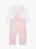 John Lewis Heirloom Collection Baby Pima Cotton Long Sleeve Bodysuit & Dungaree Set, Pink