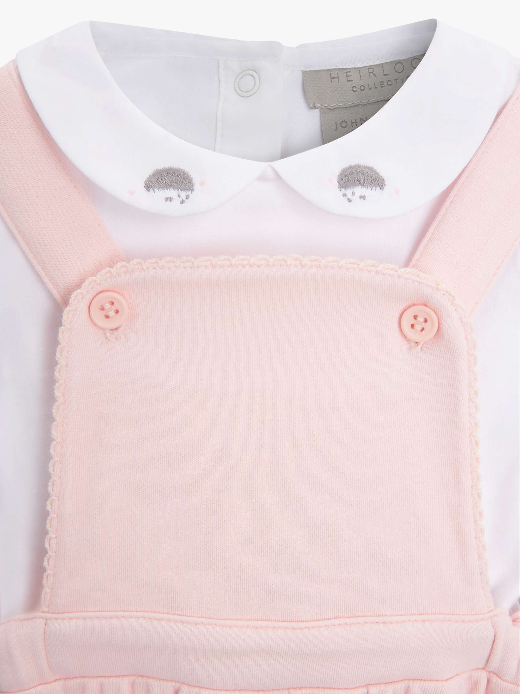 Buy John Lewis Heirloom Collection Baby Pima Cotton Long Sleeve Bodysuit & Dungaree Set, Pink Online at johnlewis.com