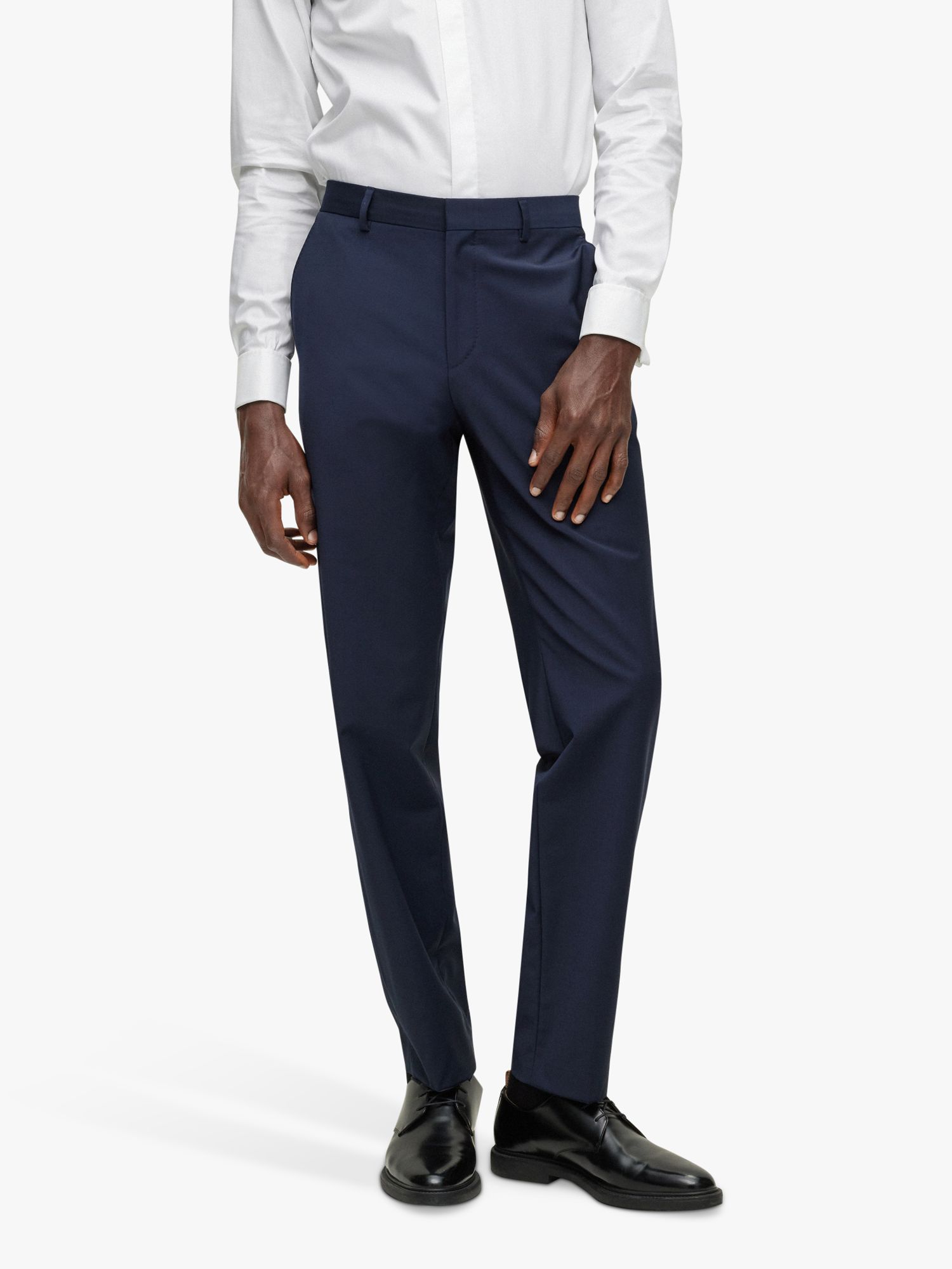 HUGO BOSS Leon Regular Fit Wool Blend Suit Trousers, Dark Blue, 30R