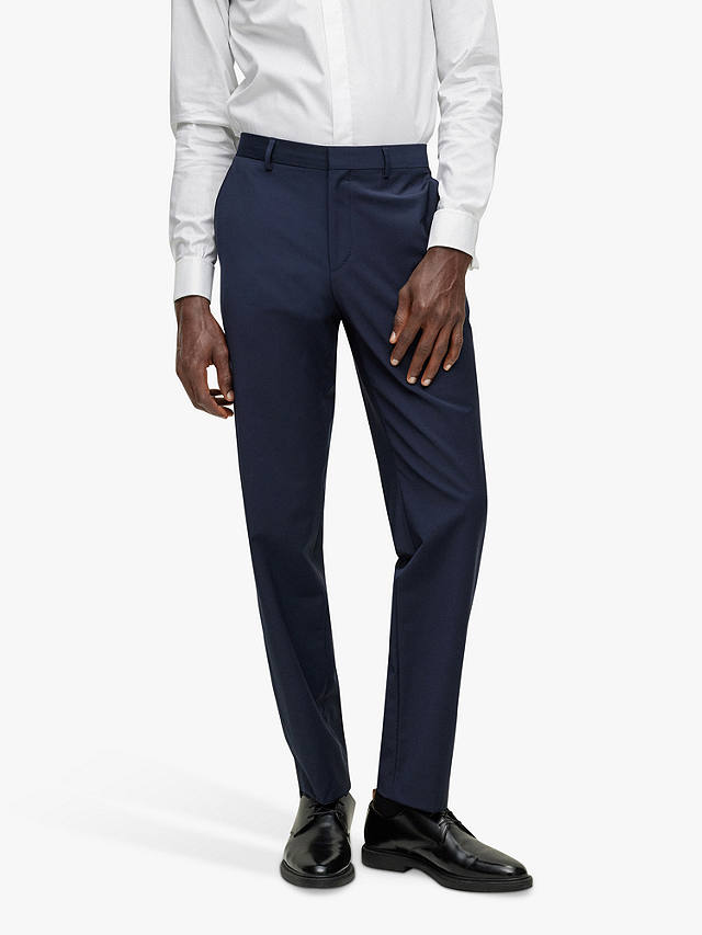HUGO BOSS Leon Regular Fit Wool Blend Suit Trousers, Dark Blue