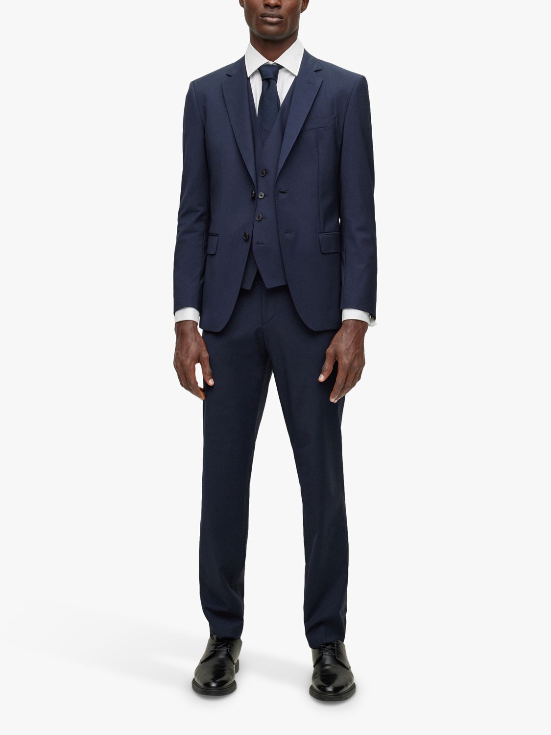 HUGO BOSS Leon Regular Fit Wool Blend Suit Trousers, Dark Blue, 36R