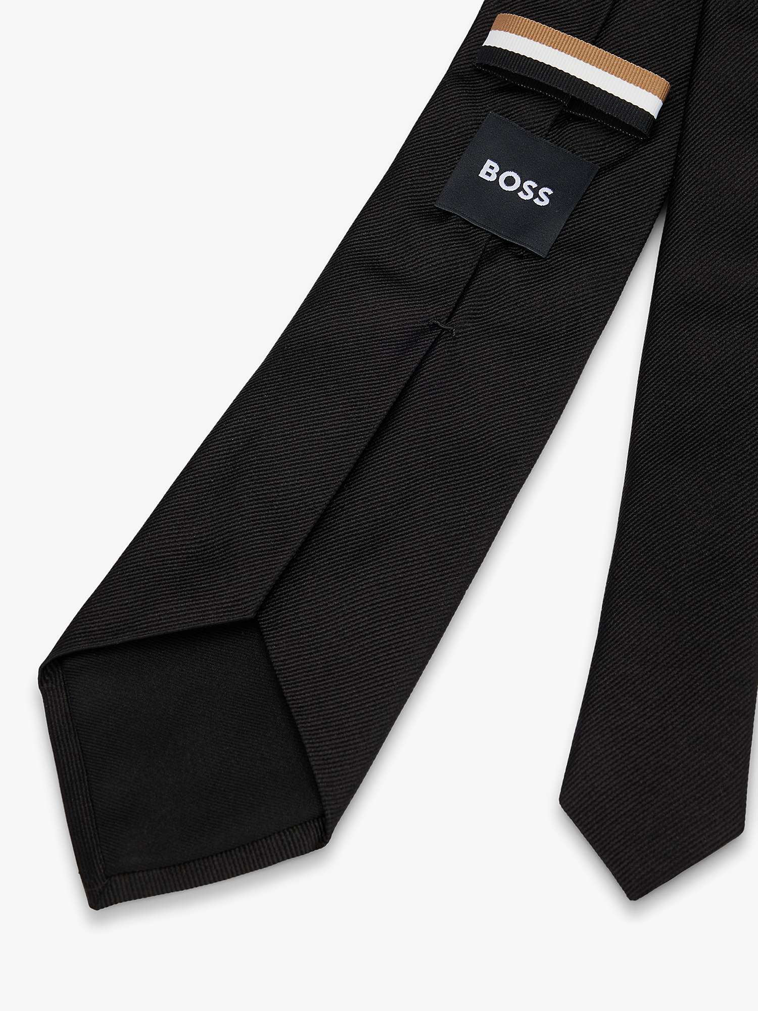 BOSS Silk Tie, Black at John Lewis & Partners
