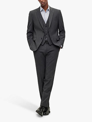 BOSS Genius Virgin Wool Slim Fit Suit Trousers, Dark Grey