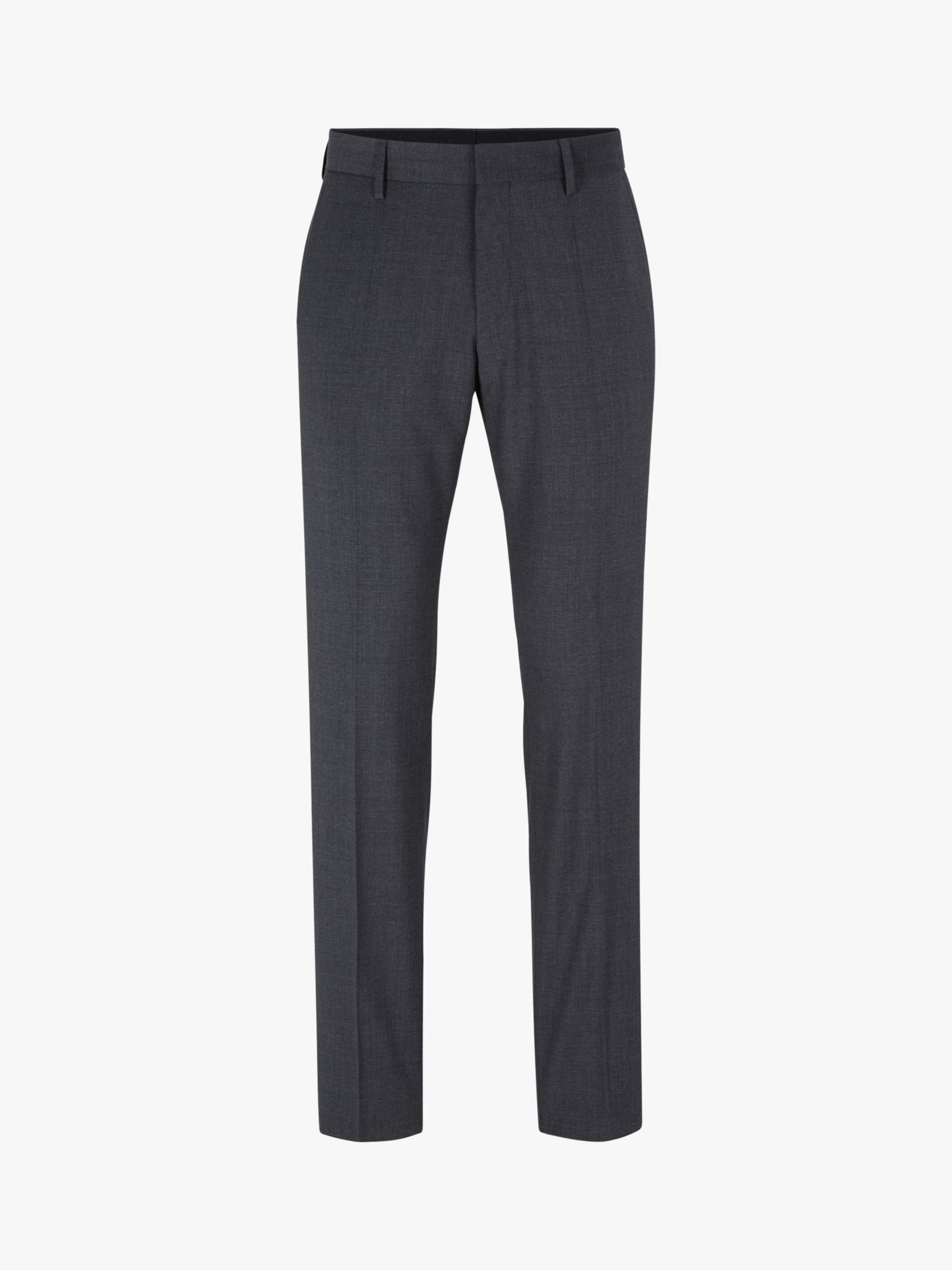 BOSS Genius Virgin Wool Slim Fit Suit Trousers, Dark Grey at John Lewis ...